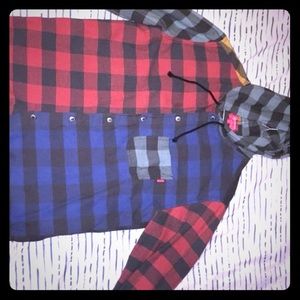 Supreme hooded buffalo plaid flannel shirt